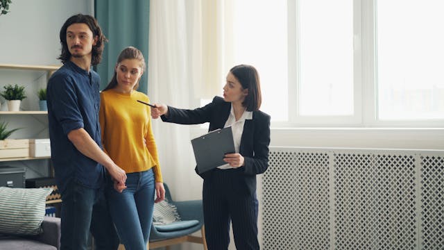 a landlord conducting a property tour